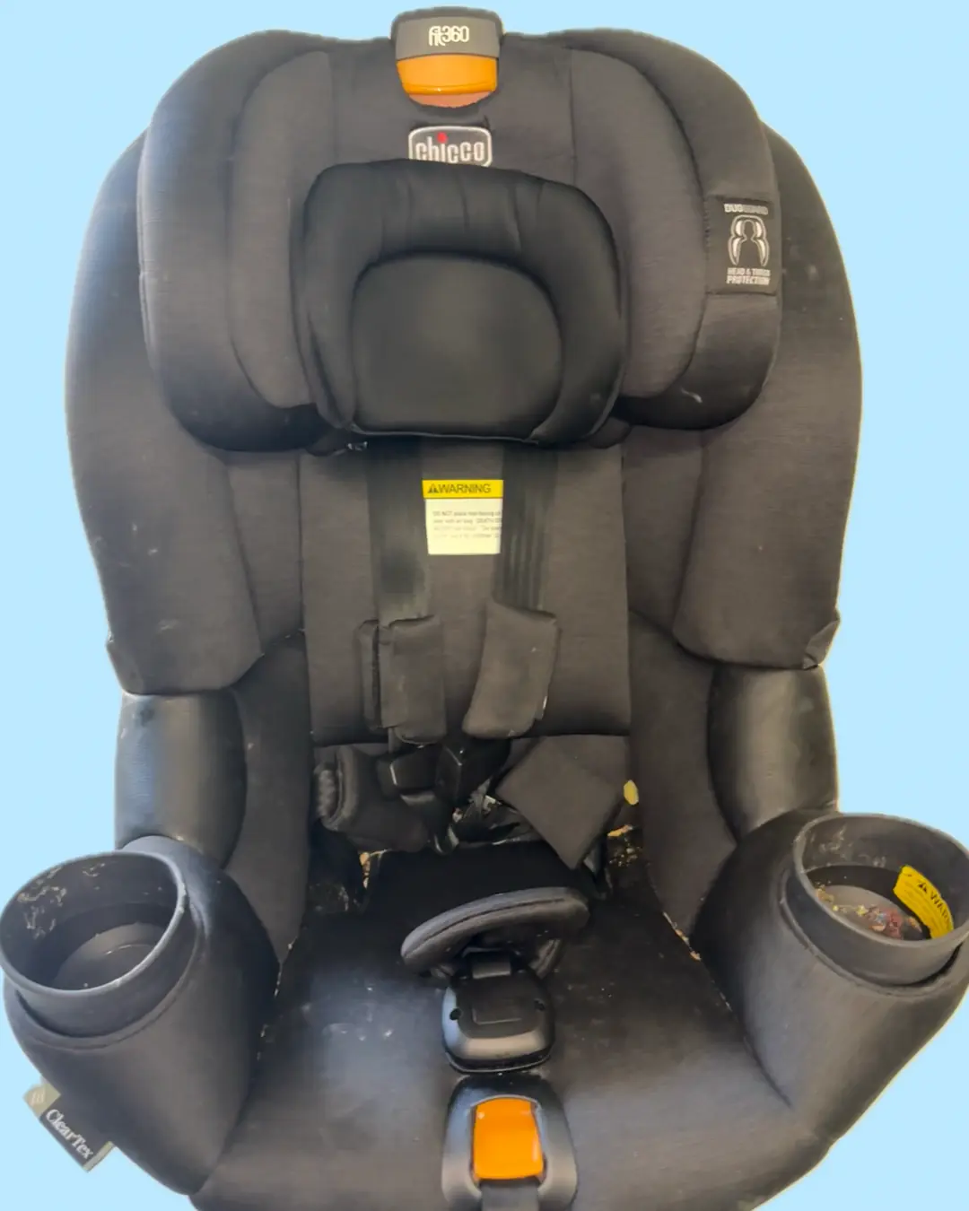 Car seat before cleaning